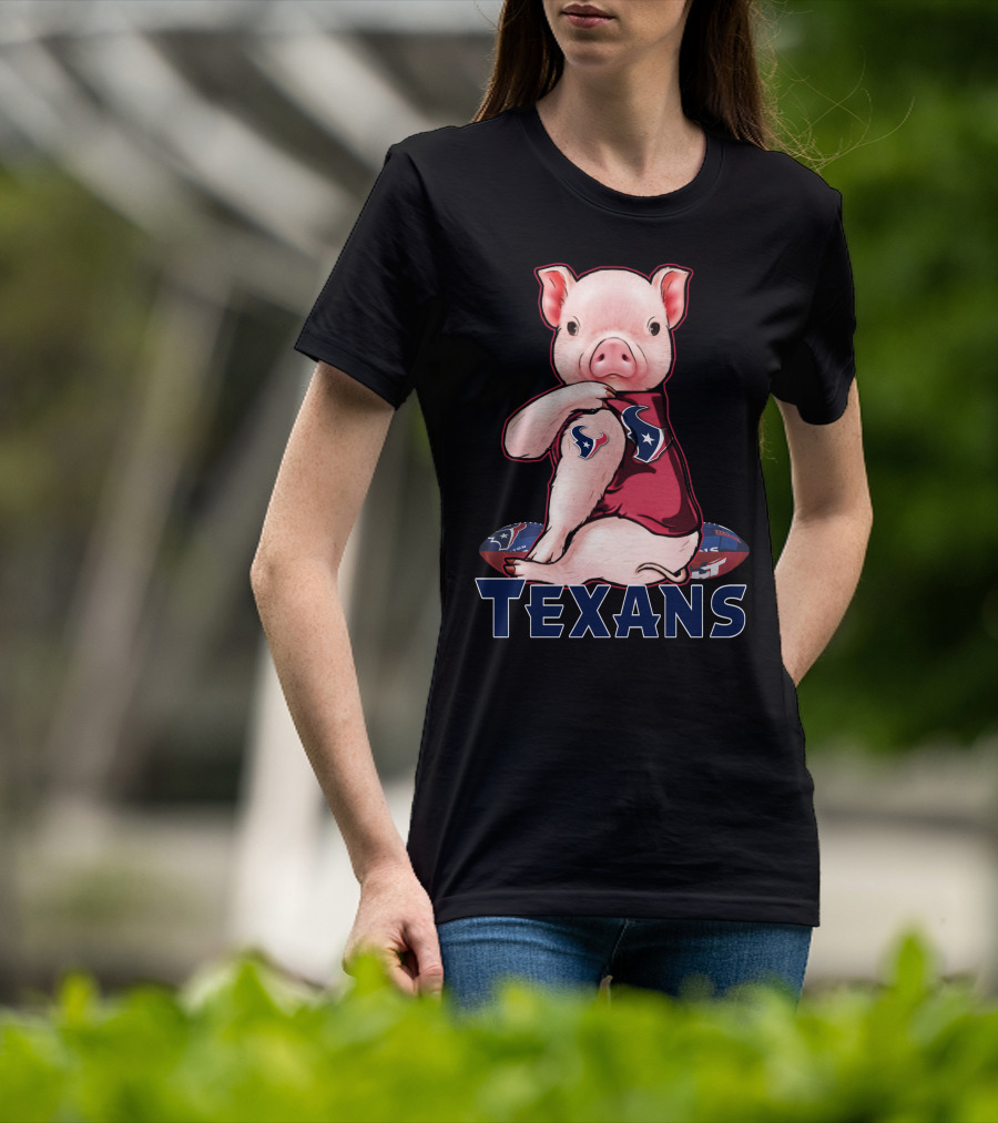 Texans Pig With Texans Logo And Football T-Shirt