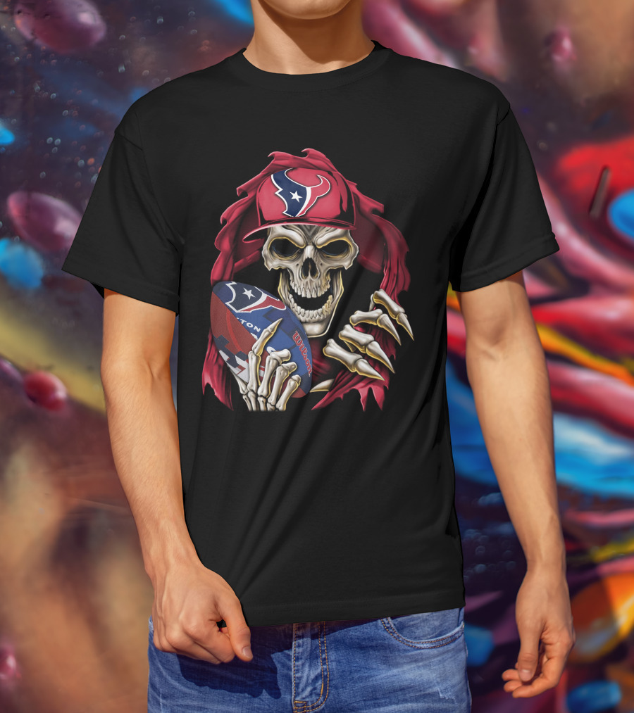 Skullbong Houston Texans Football Skeleton T-Shirt