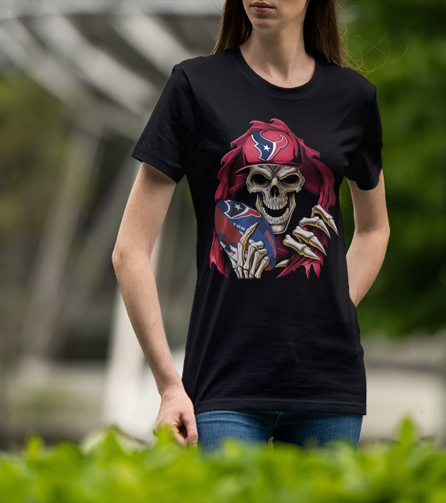 Skullbong Houston Texans Football Skeleton T-Shirt