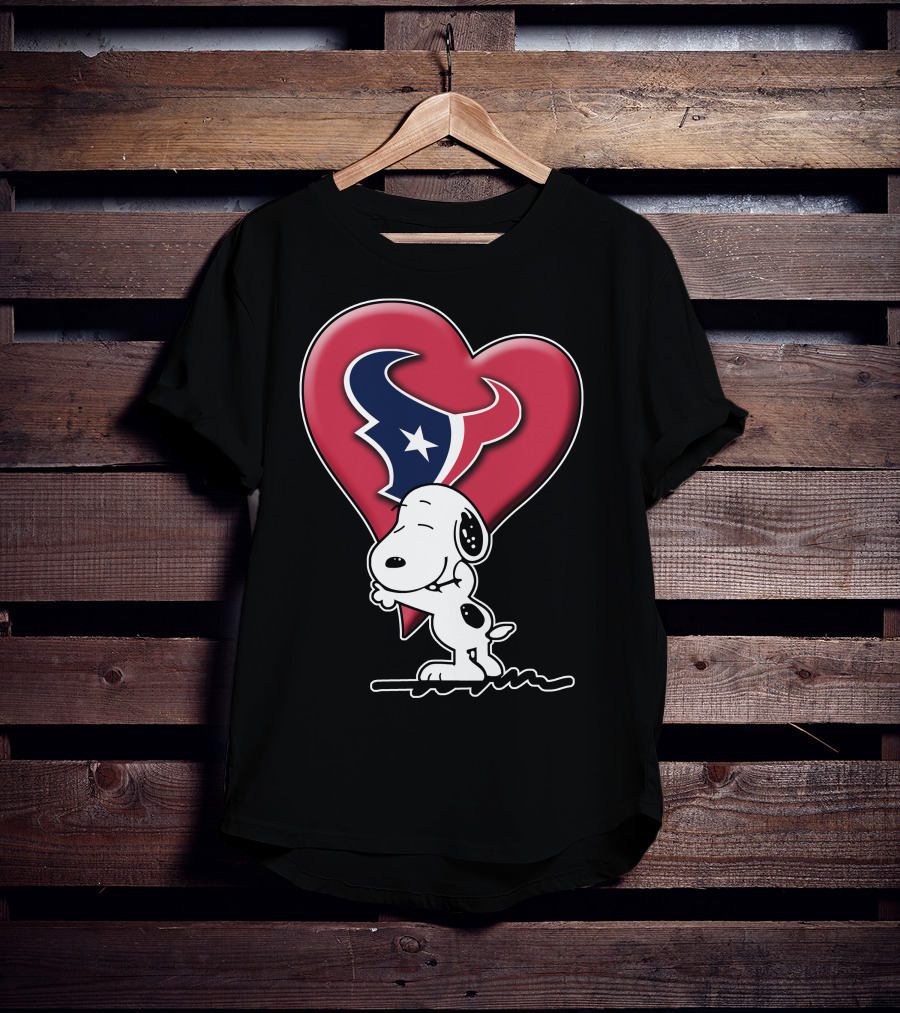Snoopy Hugging Houston Texans Heart T-Shirt