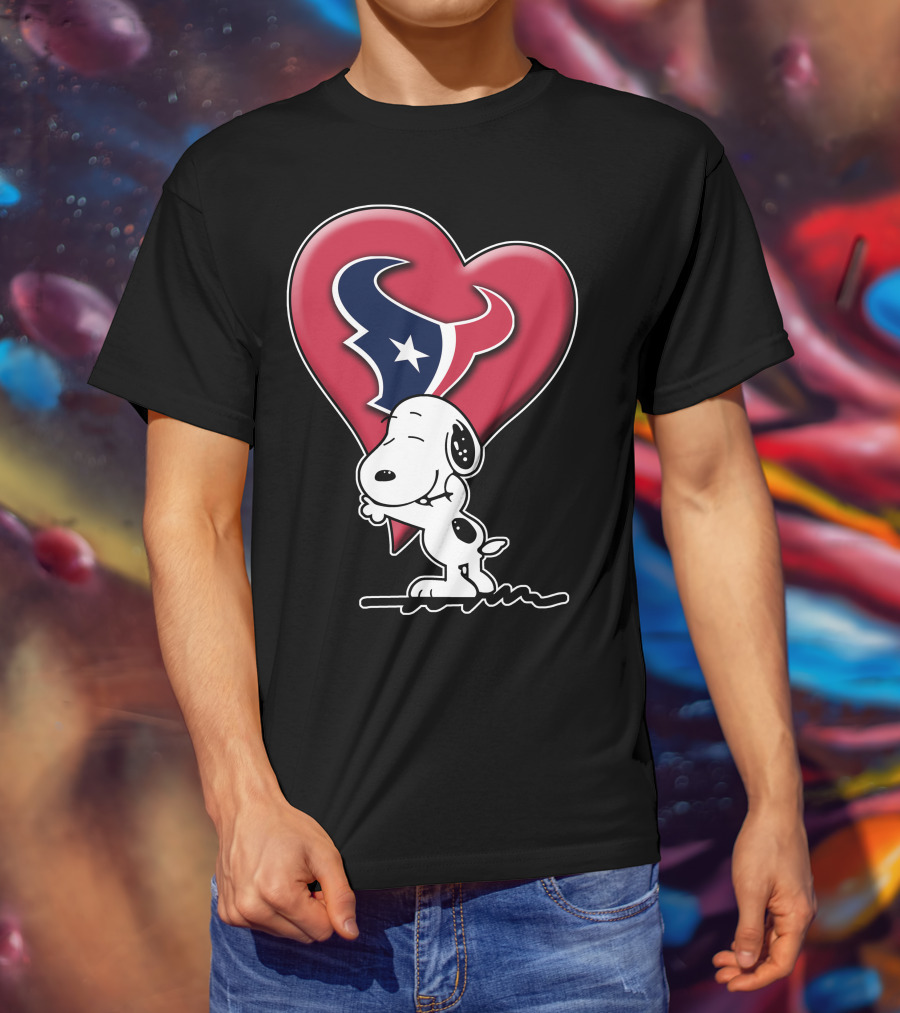 Snoopy Hugging Houston Texans Heart T-Shirt