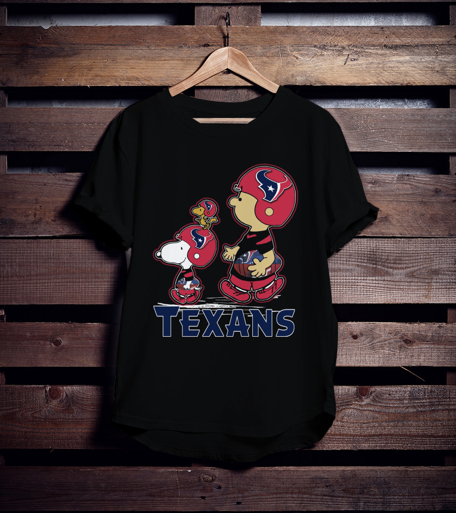 Snpfootball Texas Snoopy And Woodstock With Houston Texans Helmets And Football T-Shirt