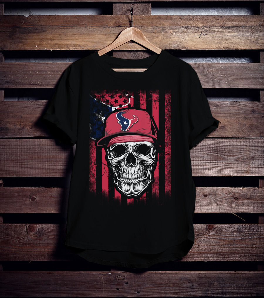 Houston Texans Logo Skull Patriot Flag T-Shirt