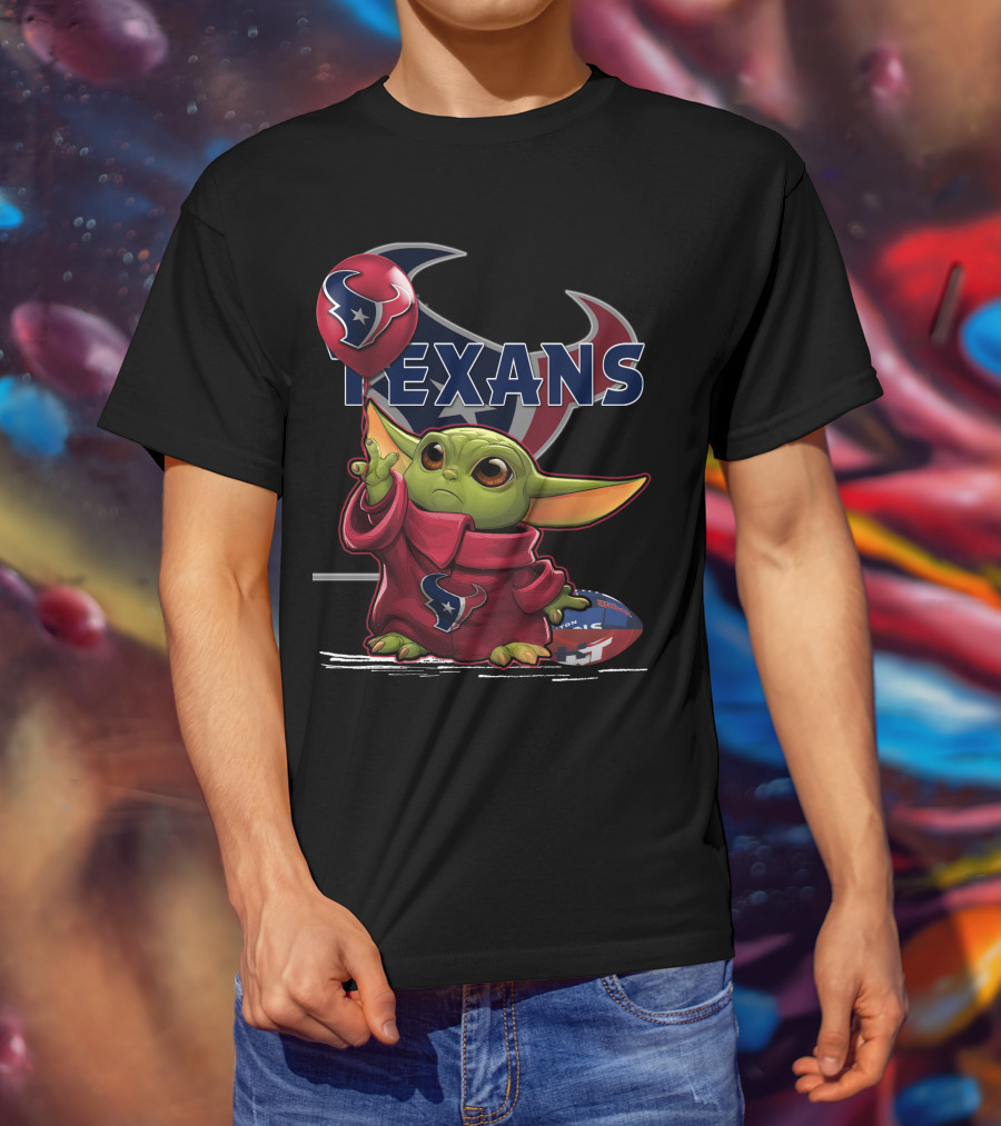 Yoda Houston Texans Balloon Football T-Shirt