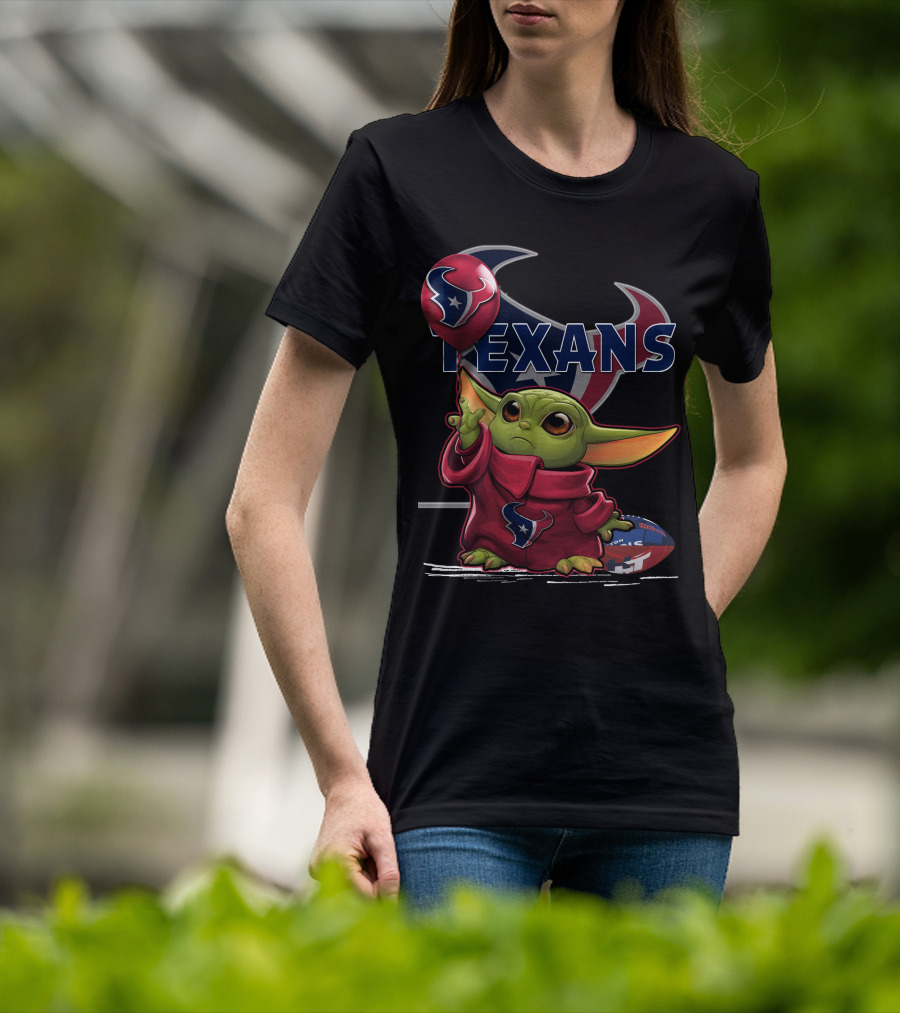 Yoda Houston Texans Balloon Football T-Shirt