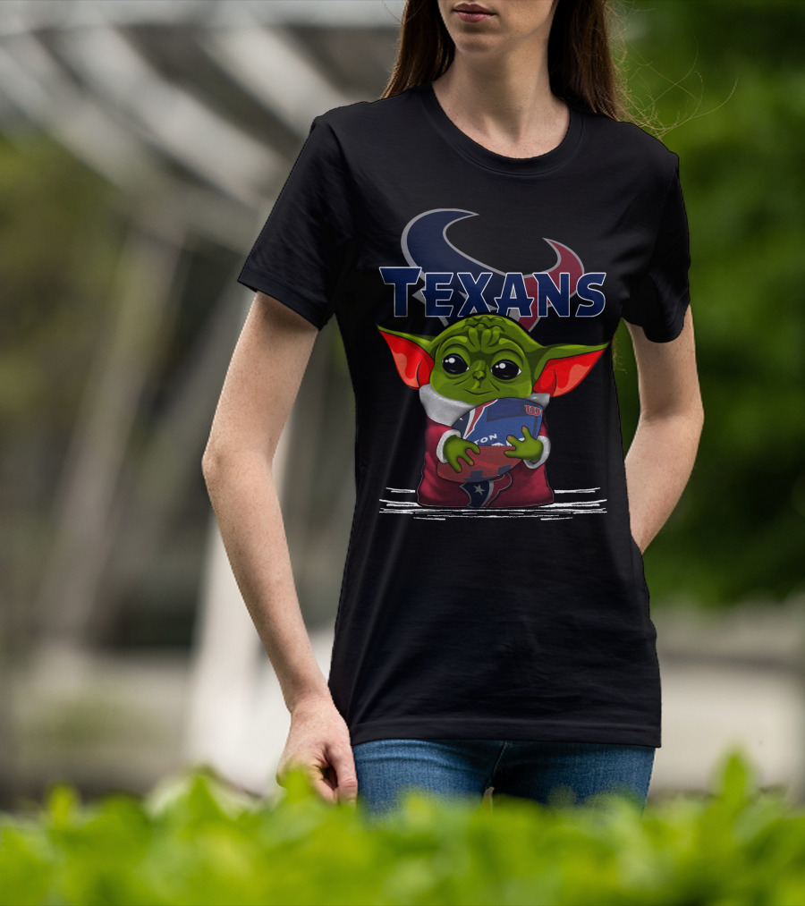 Houston Texans Yoda Holding Football T-Shirt