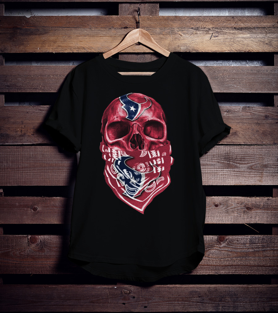Skull With Houston Texans Bandana T-Shirt