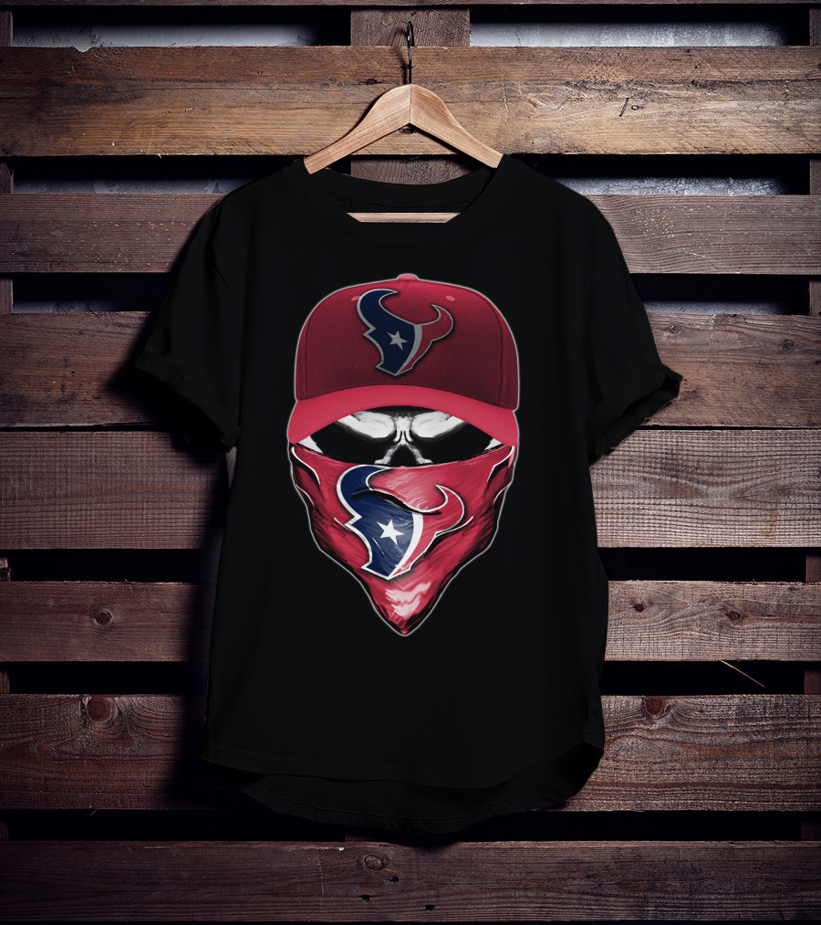 Houston Texans Skull Face Cap Bandana T-Shirt