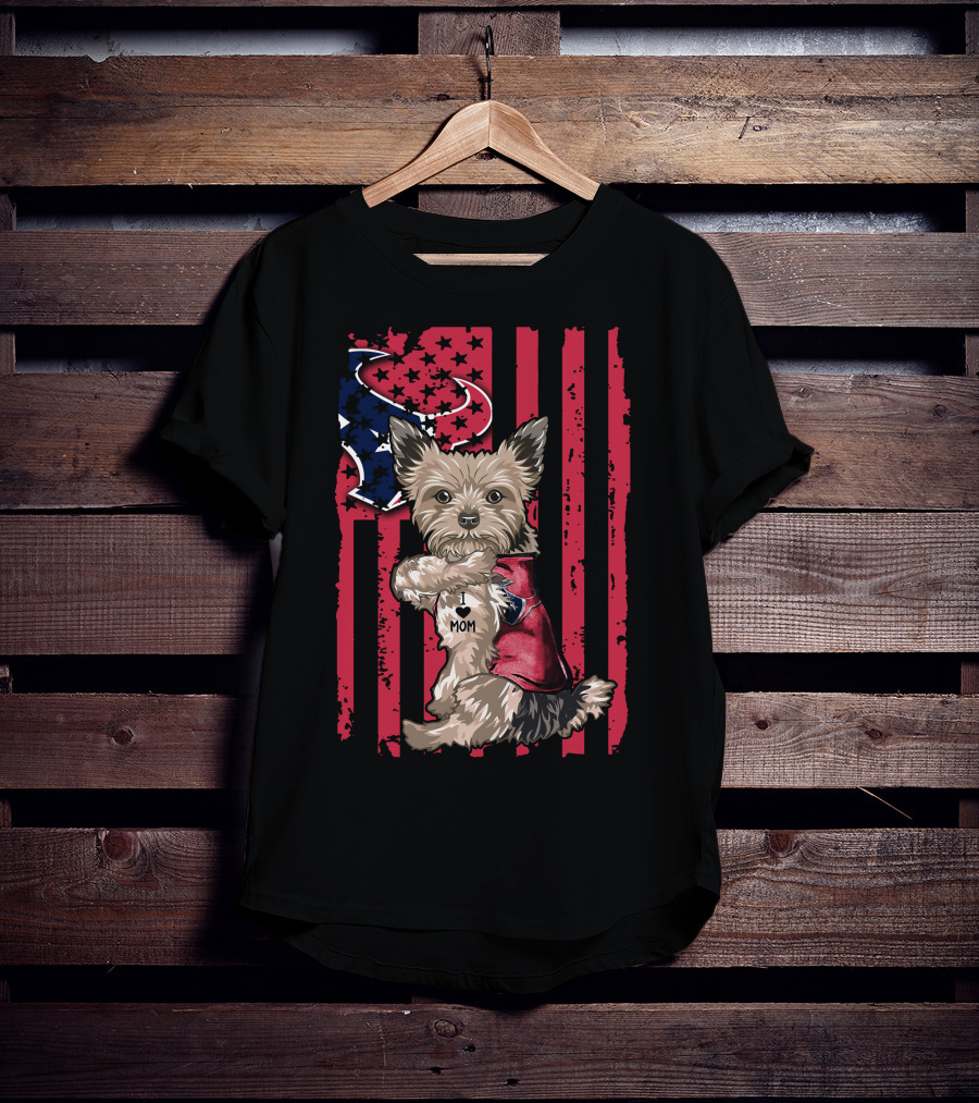Yorkshire Terrier I Love Mom Houston Texans Flag T-Shirt