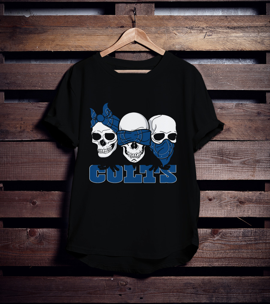 3 Skull Blue Bandana Colts T-Shirt