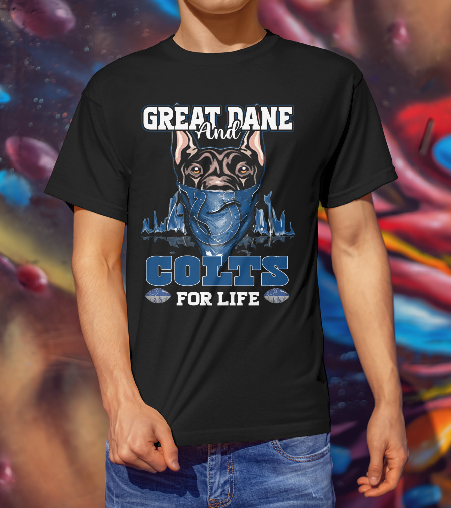 Great Dane And Colts For Life Indianapolis T-Shirt