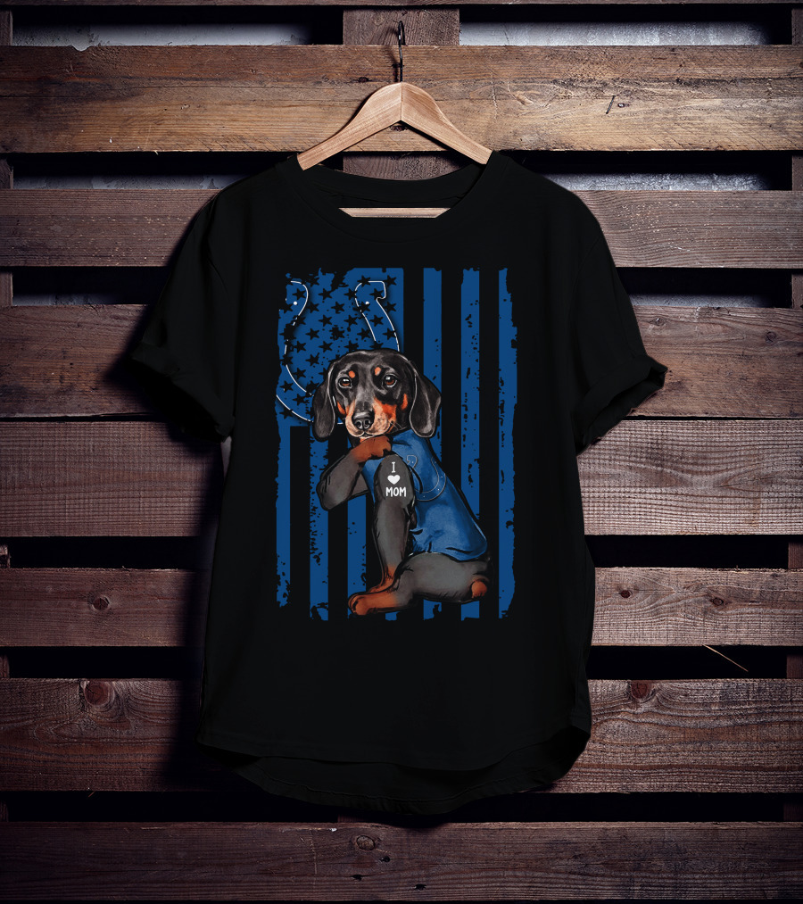Dachshund I Love Mom Indianapolis Colts T-Shirt
