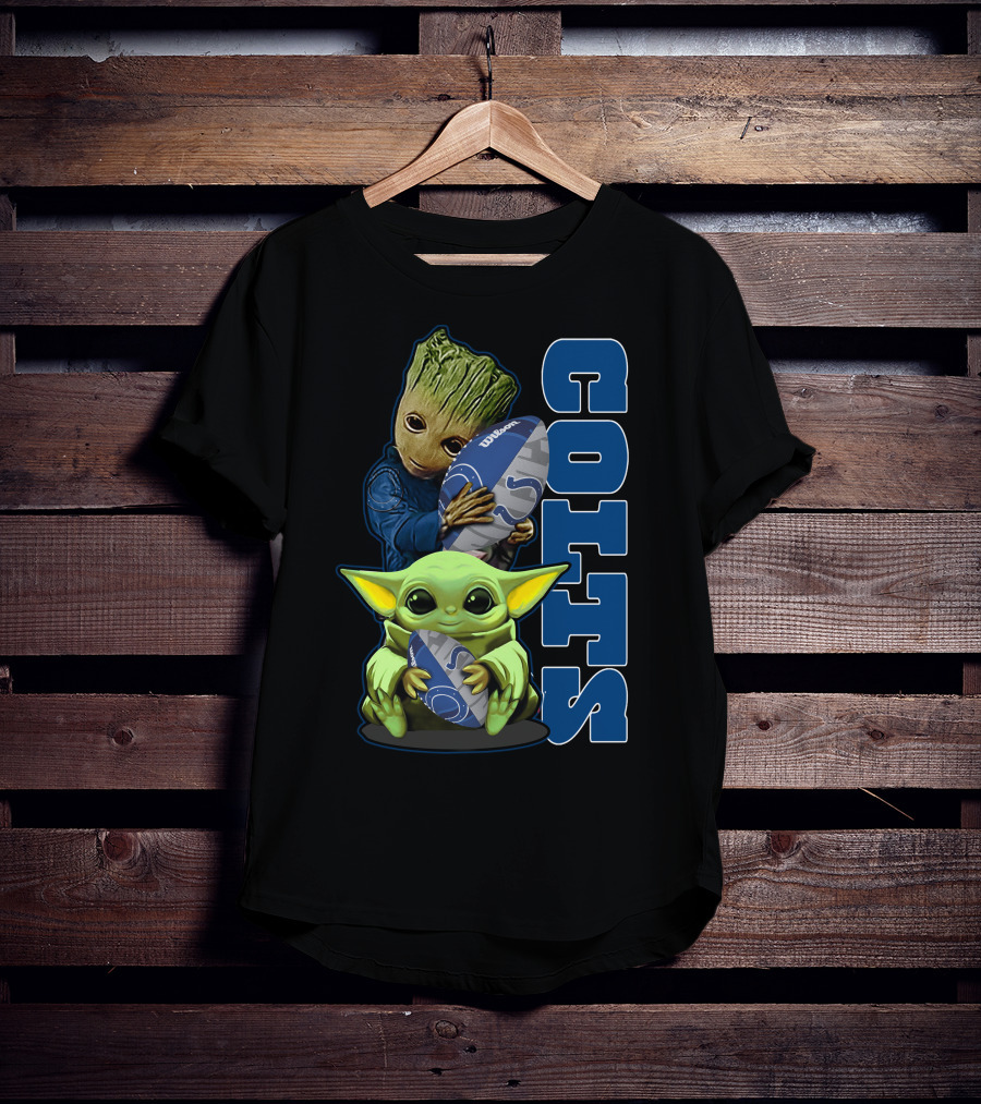 Grzd Indianapolis Colts Football Groot Baby Yoda T-Shirt