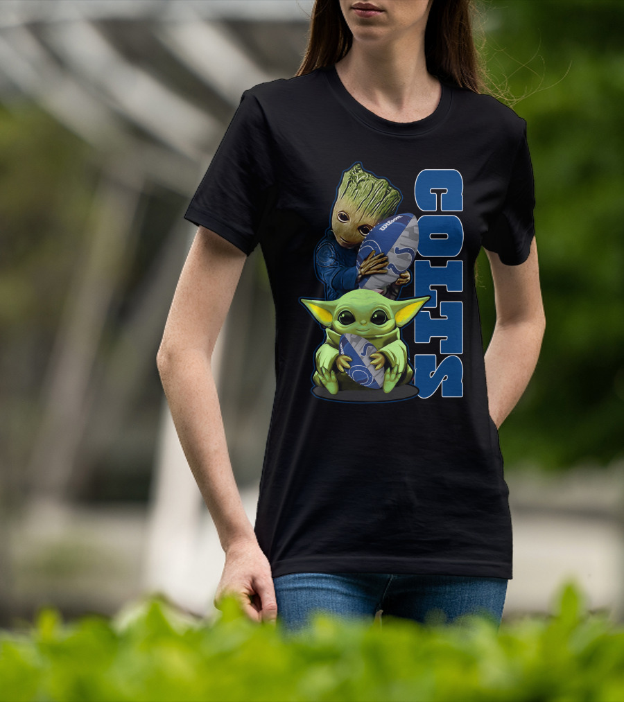 Grzd Indianapolis Colts Football Groot Baby Yoda T-Shirt