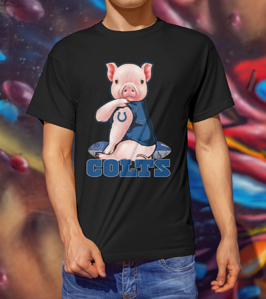 Pig With Indianapolis Colts Logo And Jersey T-Shirt