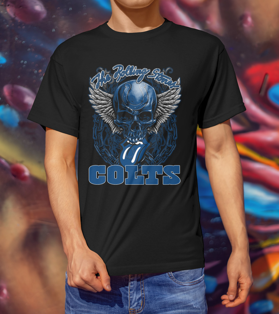 The Rolling Stones Indianapolis Colts Skull Winged Tongue T-Shirt