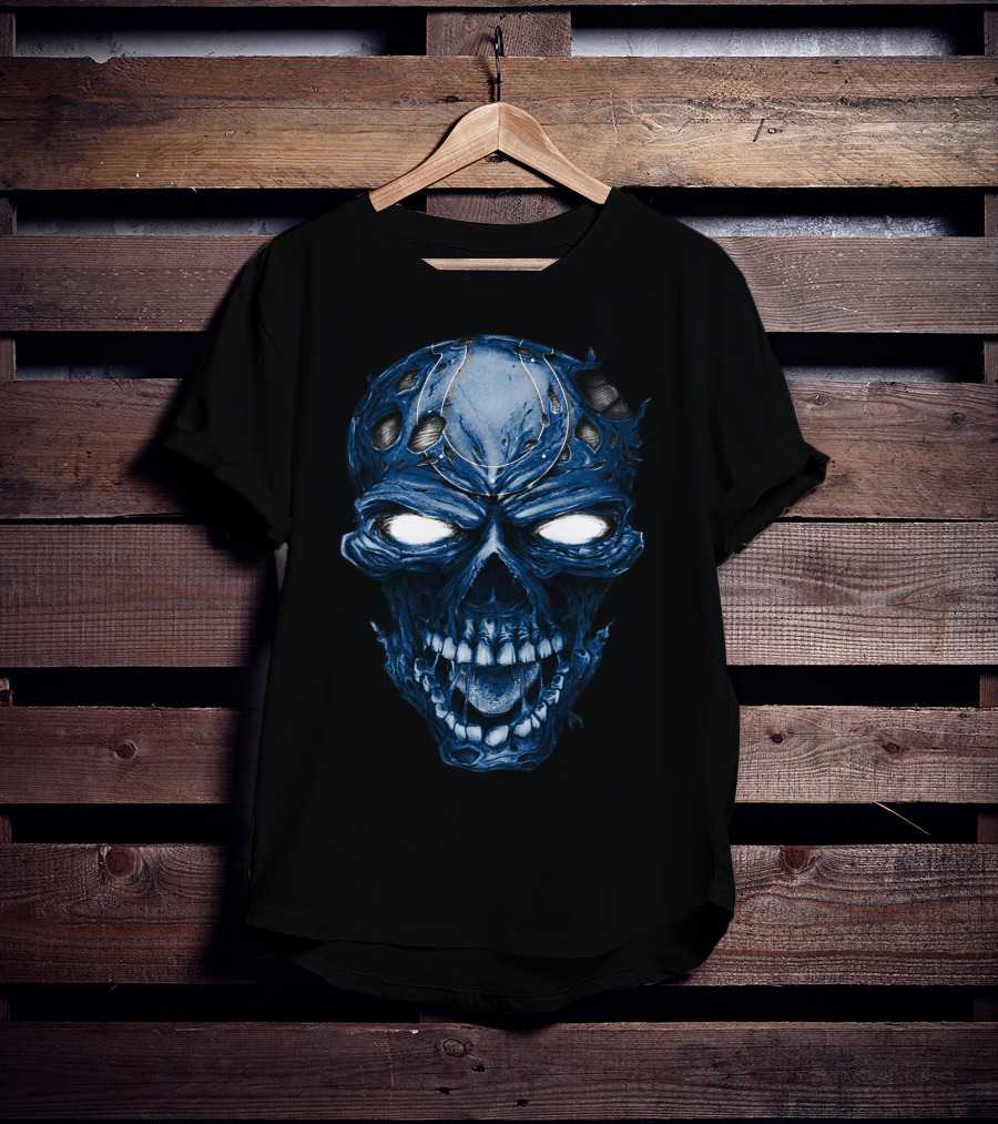 Skull Indianapolis Colts Blue Intense Face T-Shirt
