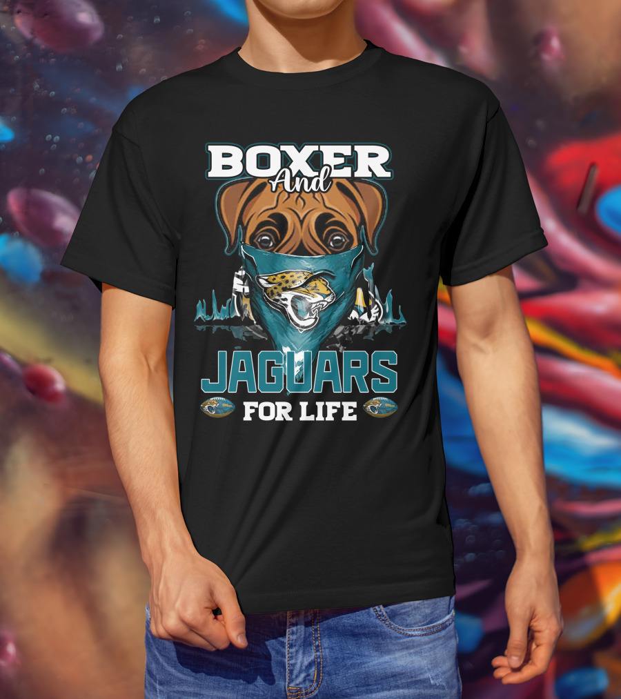 Boxer And Jaguars For Life Jacksonville Jaguars T-Shirt