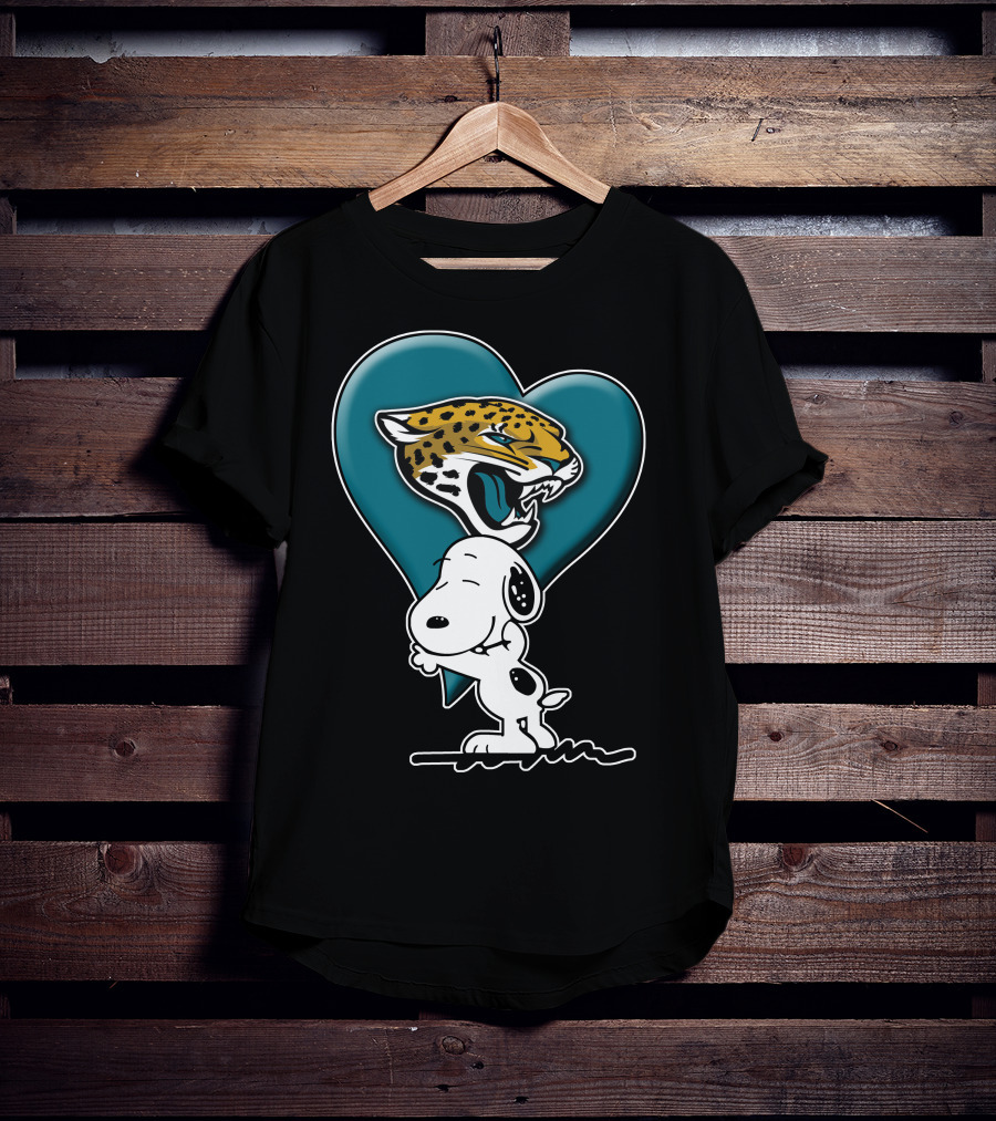 Snoopy Heart Embrace With Jacksonville Jaguars T-Shirt