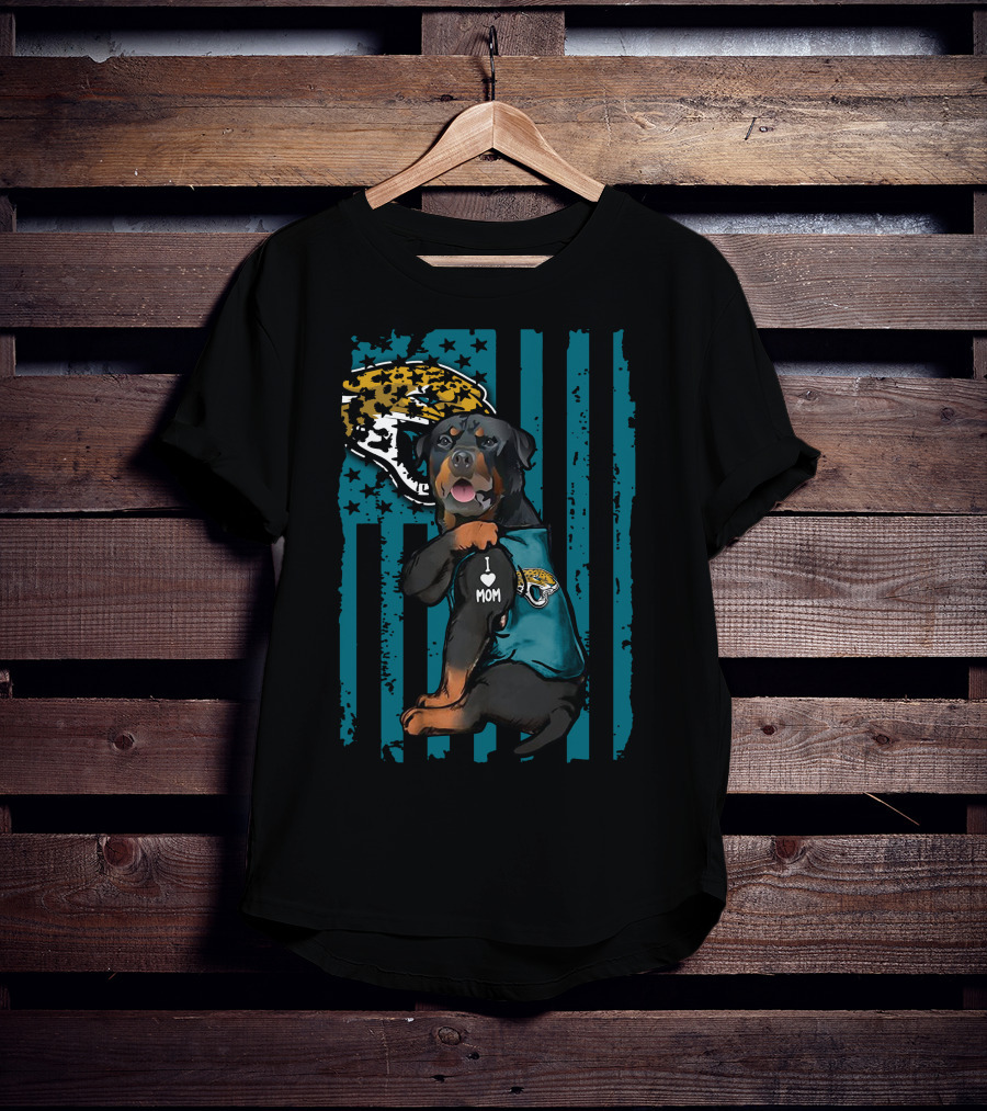 Rottweiler I Love Mom Jacksonville Jaguars Flag T-Shirt