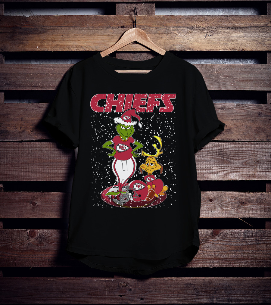Grinch Chiefs Kansas City Christmas Snow Football T-Shirt