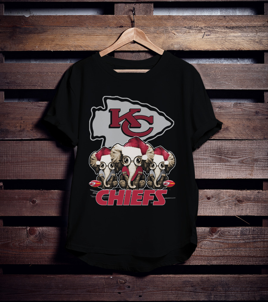 KC Chiefs Xmas Elephants Football Holiday Edition T-Shirt