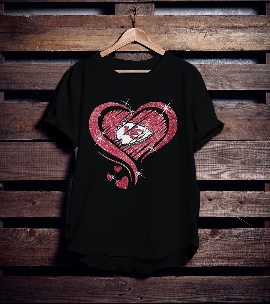 Kansas City Chiefs Heart Diamond Glitter T-Shirt