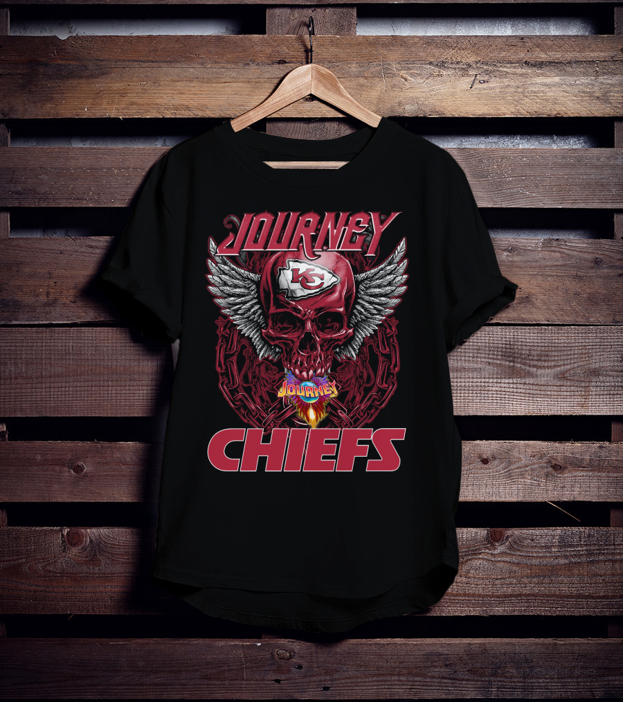 Journey Kansas City Chiefs Skull Wings Flame T-Shirt