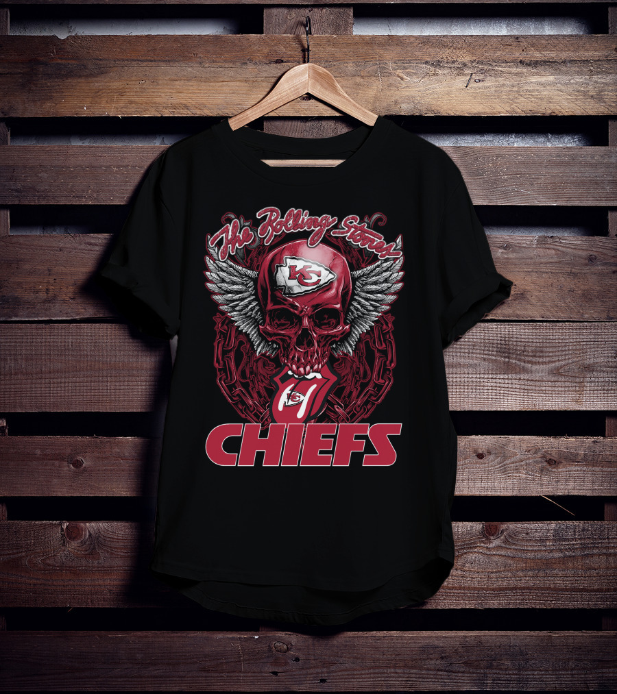 The Rolling Stones Skull Kansas City Chiefs Logo Wings Chiefs T-Shirt