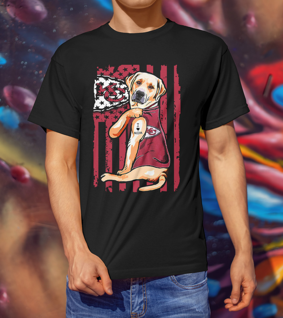 Labrador Retriever I Love Mom Kansas City Chiefs Fan T-Shirt