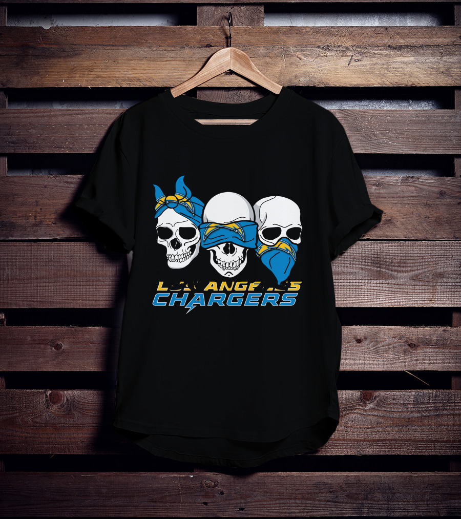 Los Angeles Chargers Three Skulls With Bandanas T-Shirt