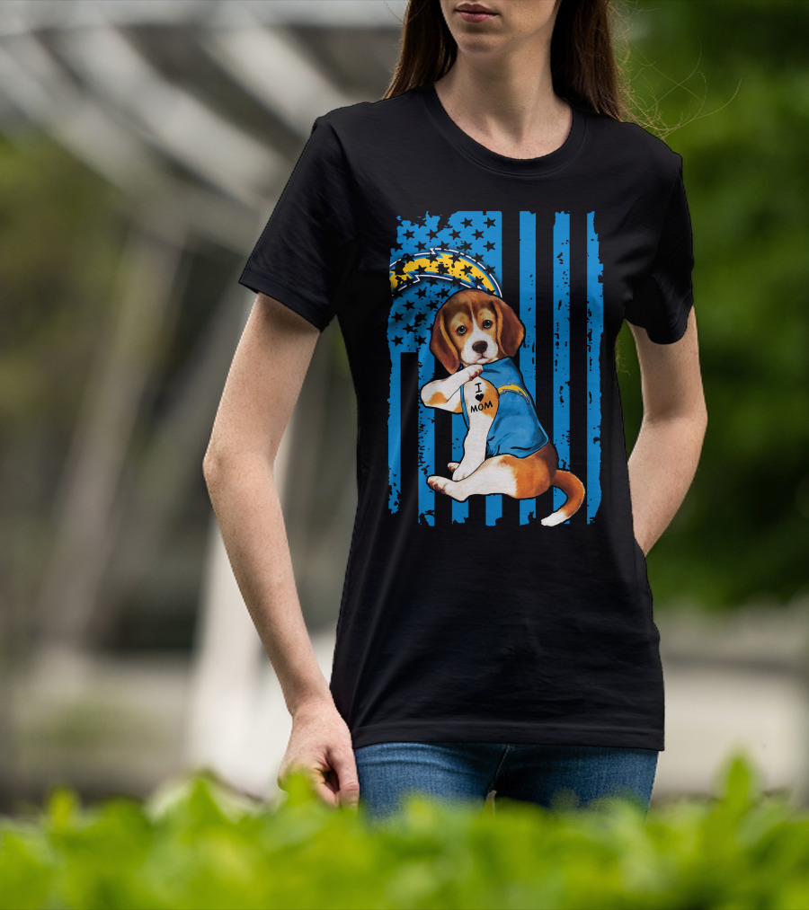 Beagle I Love Mom Los Angeles Chargers T-Shirt