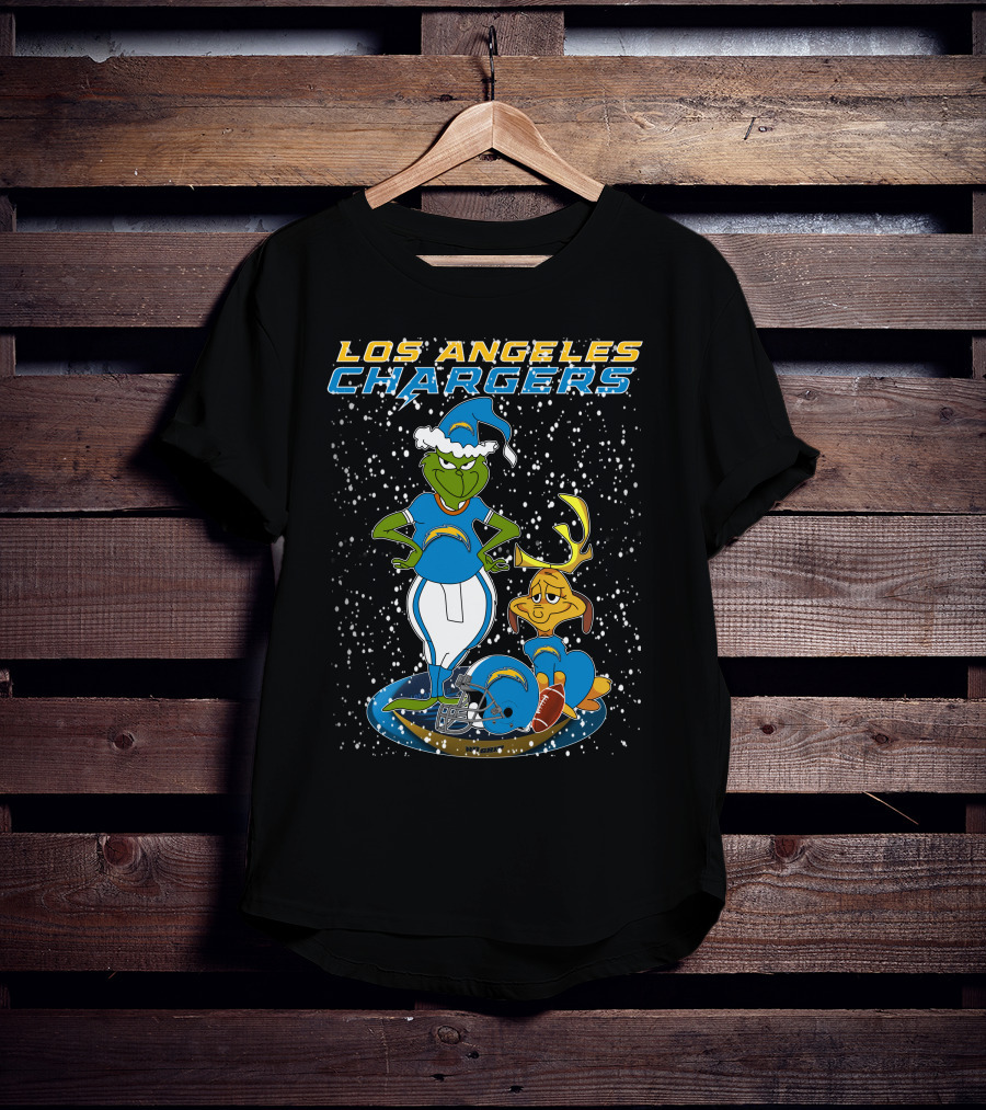 Los Angeles Chargers Grinchxmas Football Characters T-Shirt