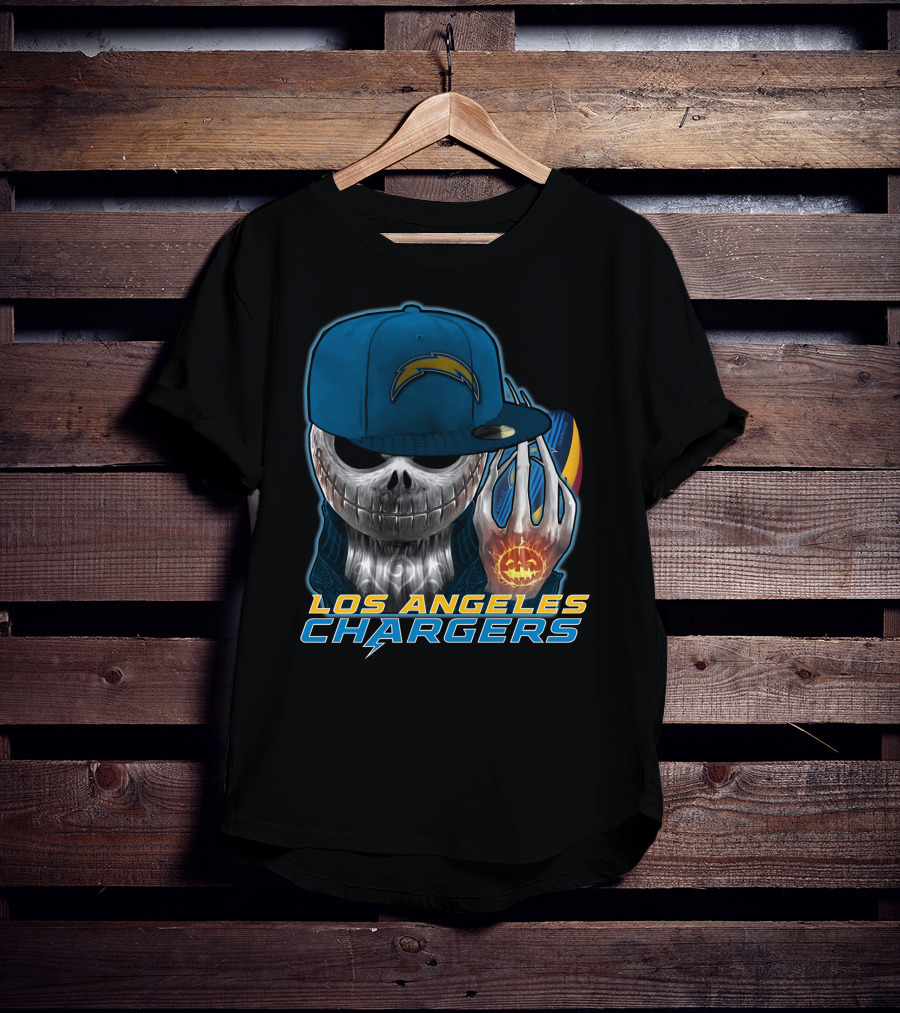 Jackskull Pumpkin Los Angeles Chargers T-Shirt