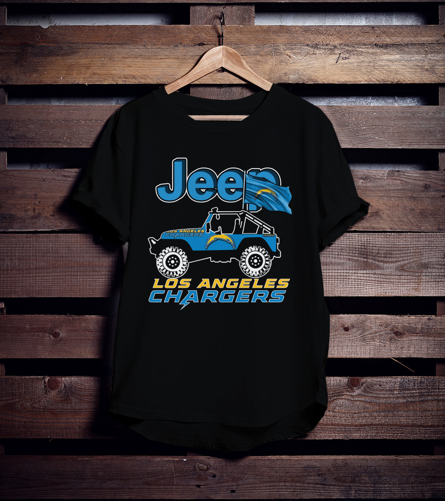 Jeep Los Angeles Chargers Blue Flag And Off-Road Vehicle T-Shirt