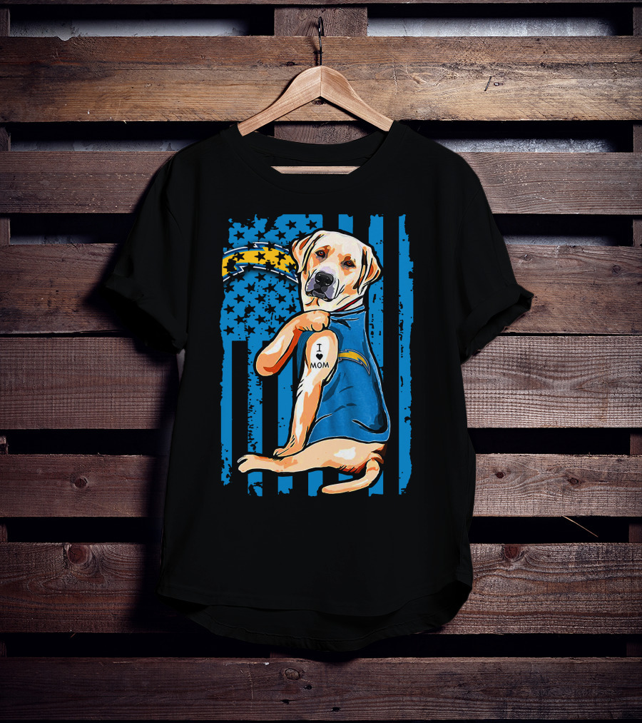 Labrador Retriever I Love Mom Los Angeles Chargers T-Shirt