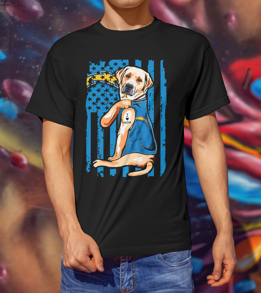 Labrador Retriever I Love Mom Los Angeles Chargers T-Shirt