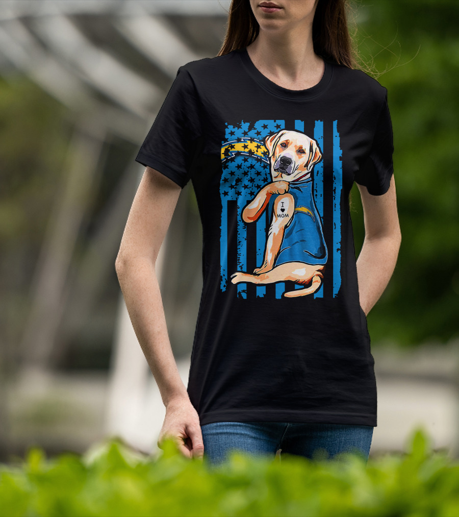 Labrador Retriever I Love Mom Los Angeles Chargers T-Shirt