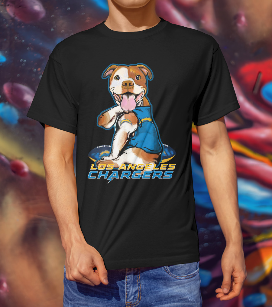 Pittbull Los Angeles Chargers NFL Football Dog Fan T-Shirt