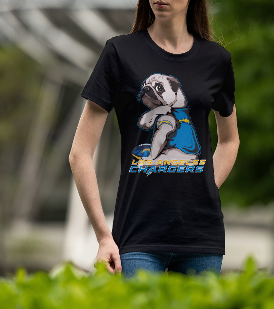 Los Angeles Chargers Pug Football T-Shirt