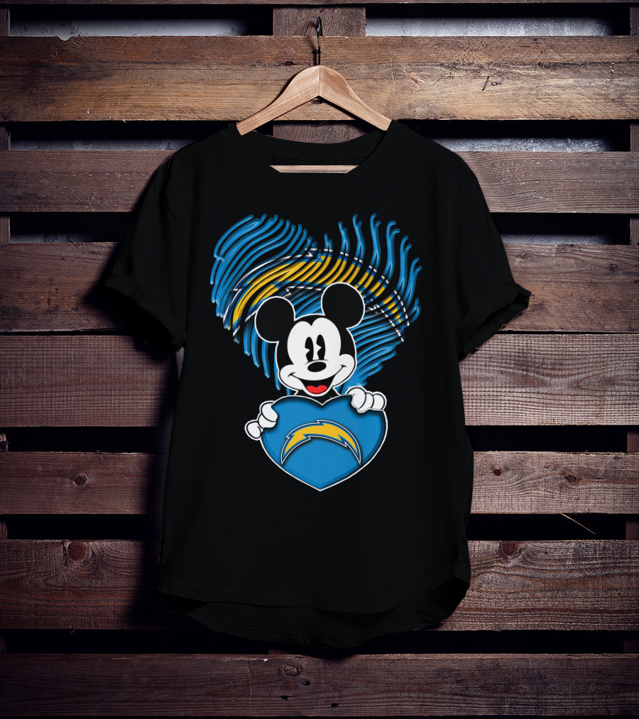 Mick Mouse Los Angeles Chargers Heart T-Shirt