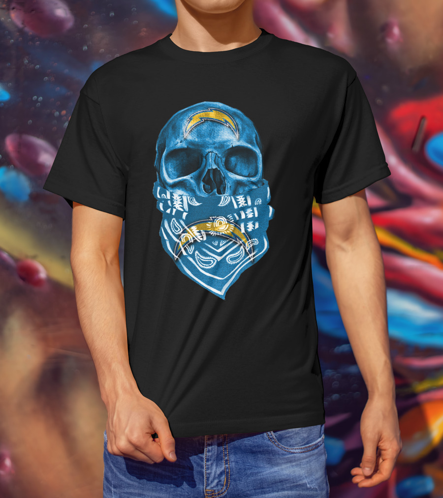 Skull Bandana Los Angeles Chargers T-Shirt