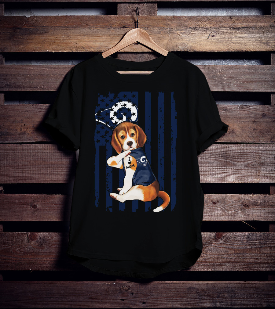 Beagle I Love Mom Los Angeles Rams T-Shirt