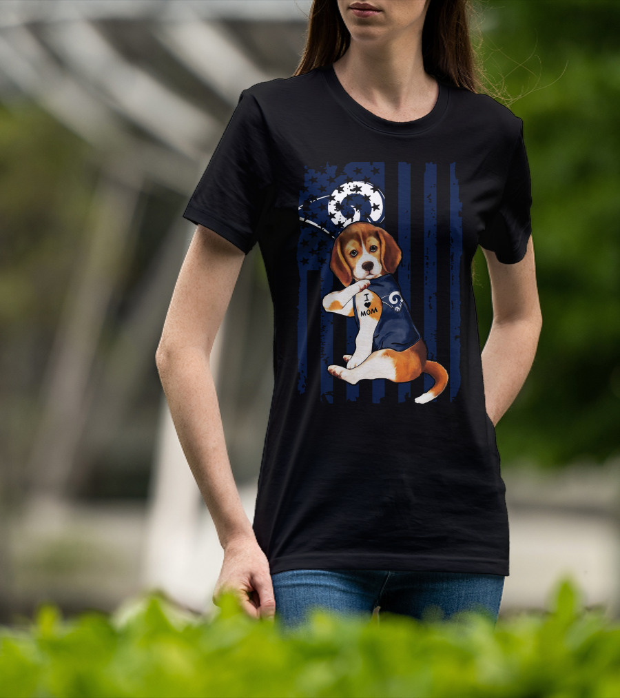 Beagle I Love Mom Los Angeles Rams T-Shirt