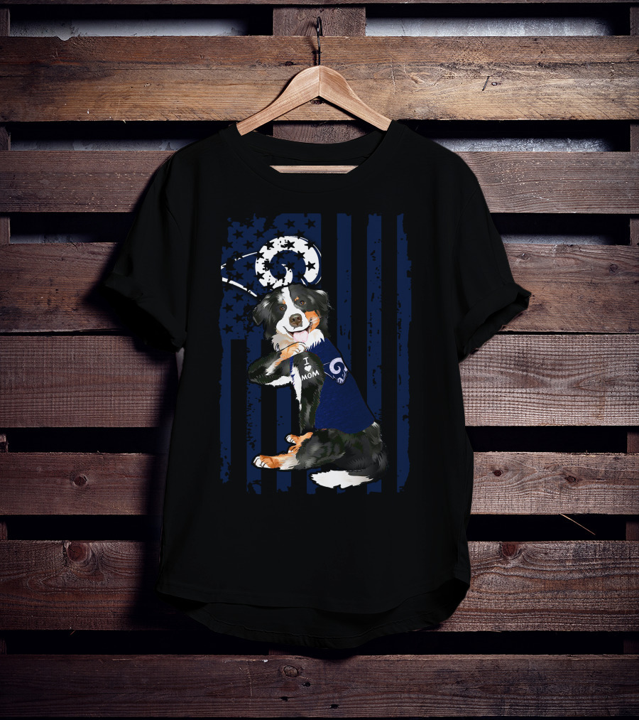 Border Collie I Love Mom Los Angeles Rams T-Shirt
