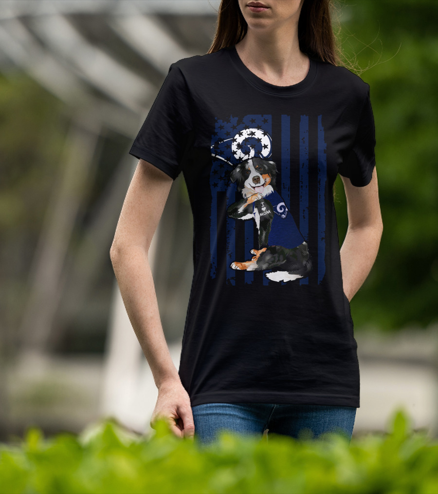 Border Collie I Love Mom Los Angeles Rams T-Shirt