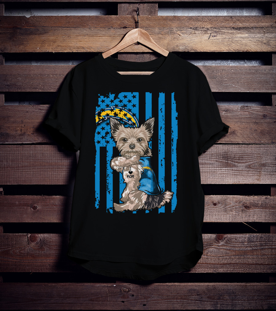 Yorkshire Terrier I Love Mom Los Angeles Chargers T-Shirt