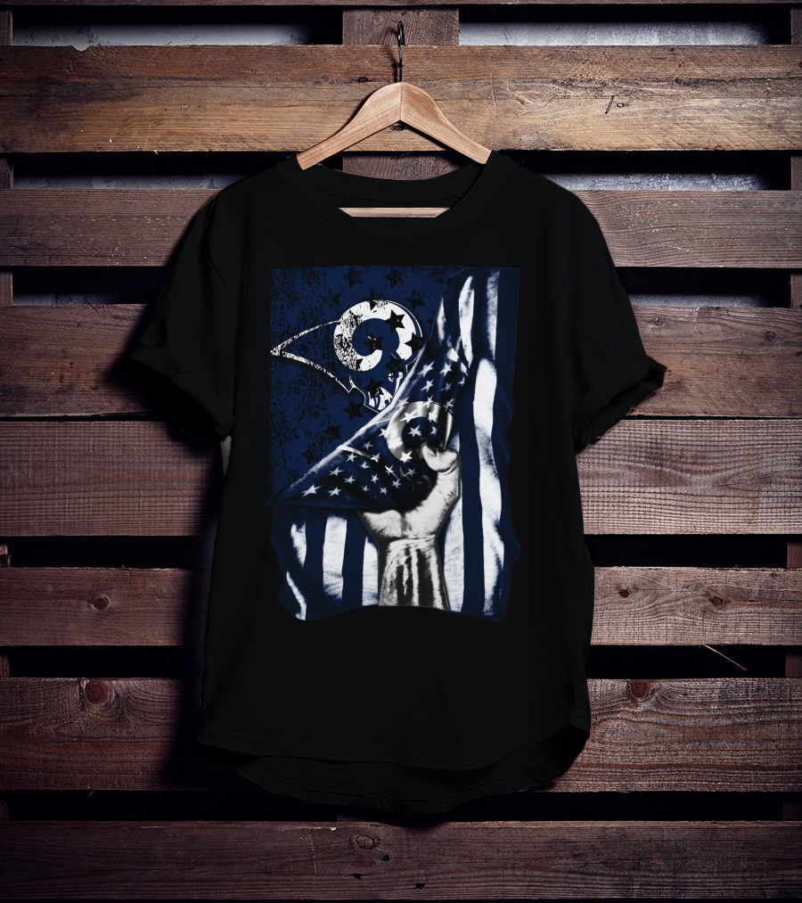 Los Angeles Rams American Flag Stars And Stripes Hand T-Shirt