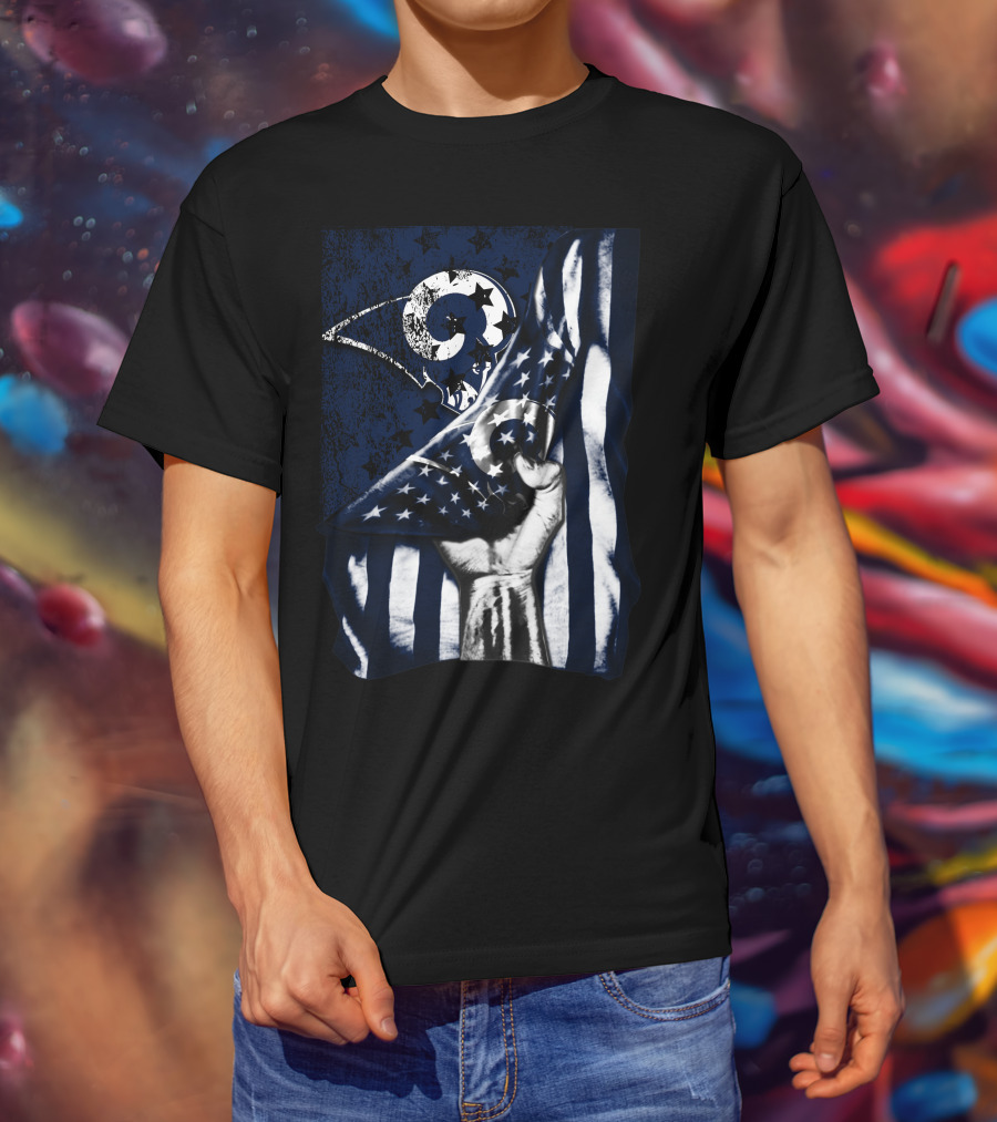 Los Angeles Rams American Flag Stars And Stripes Hand T-Shirt