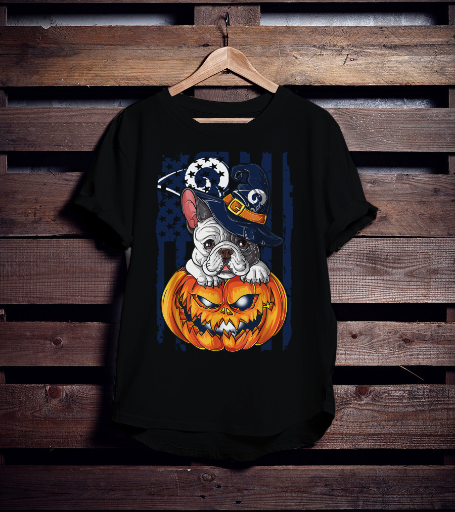 Hlw Bulldog Wizards Hat Pumpkin Los Angeles Rams T-Shirt